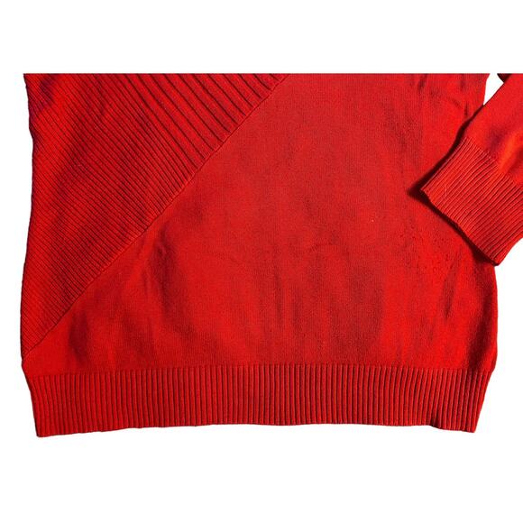 Cable & Gauge Red Ribbed Scoop Neck Sweater Womens Size M - Picture 4 of 9